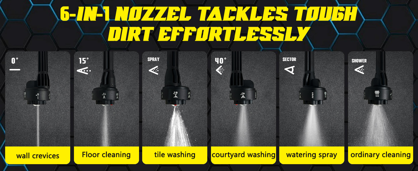 Byczone high pressure cleaner uses 6 nozzle modes