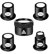 5 Pcs Jewelers Loupe Set, Portable Eye Magnifier with 5X 10X 15X 20X 30X36mm Glass Lens, Mini Mon...