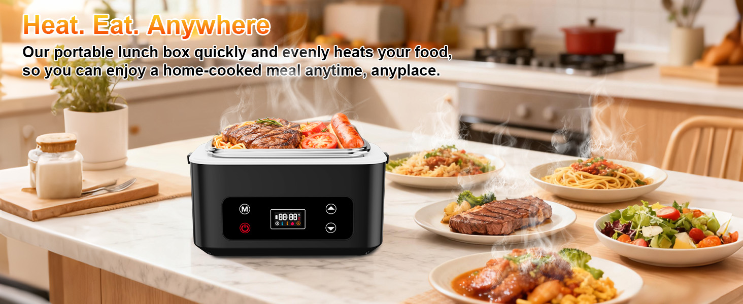 Cordless Electric Lunch Box for Adults, Heated Lunch Box Battery Powered with Automatic Heating