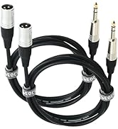 pegcabac XLR to 1/4" TRS Jack Cable - 3ft, 6.35mm TRS to XLR Male, Quarter Inch TS Male Balanced ...