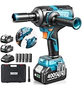 Seesii [2025 Upgraded] Impact Wrench 885Ft-lbs (1200N·m): 1/2" Cordless Impact Gun with Detachabl...