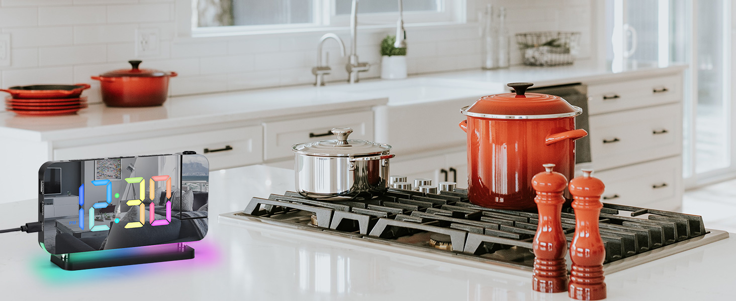 Projection Alarm Clock,LED Mirror Digital Clocks Large Display,with 180° Rotatable Projector