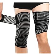 Elastic Knee Compression Sleeve Bandage, Knee Support Straps for Legs, Thighs, Hamstrings Ankle &amp;...