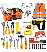 Deejoy Kids Tool Set, Toddler Tool with Tool Box &amp; Electronic Toy Drill, Pretend Play Kids Constr...