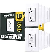 Faith [10-Pack] 20A GFCI Outlets, Non-Tamper-Resistant GFI Duplex Receptacles with LED Indicator,...