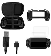 JDGPOKOO 5 in 1 Accessories Kit for PS Vita 1000, Carrying Case for PSV 1000, Hand Grip, 2 Set Sc...