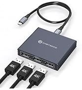 XPTSFDU USB C to DisplayPort Splitter 4K@60Hz DisplayPort MST Hub for Triple Monitors with 100W P...