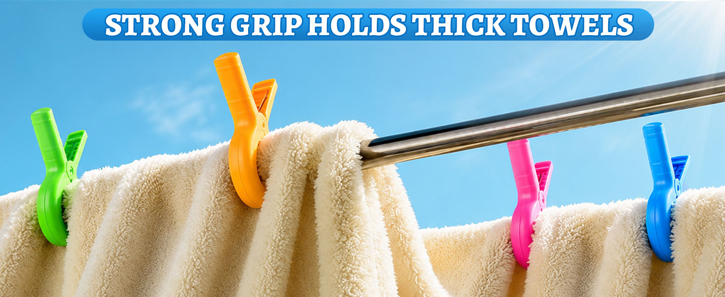 Heavy duty beach towel clips keep towels secure on windy beaches