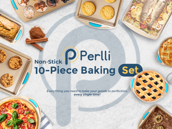 PERLLI Complete 10-Piece Baking Tray Set Everything You Need To Bake Your Goods To Perfection!