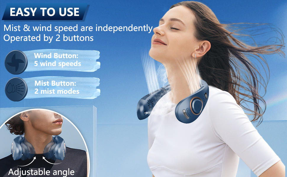 Neck Fans that Blow Cold Air,Misting Neck Fan Rechargeable Battery Powered