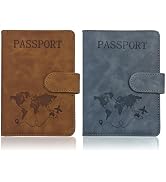2 Pack RFID Blocking Passport Holder for Travel Essentials Premium Passport Wallet Cover for Wome...