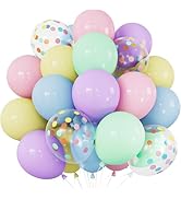 Adeyoo Pastel Balloons, 50PCS 12 Inch Easter Balloons with Clear Polka Dot Balloon, Macaron Pink,...
