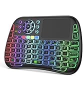 iPazzPort Wireless Mini Keyboard with High-Sensitivity Touchpad &amp; 8-Color Backlight; Rechargeable...