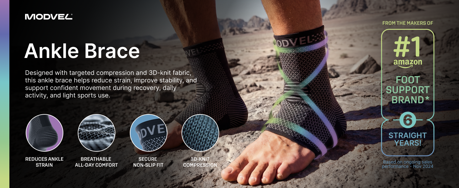 Modvel Ankle Brace - Designed with Targeted compression and 3D-Knit Fabric