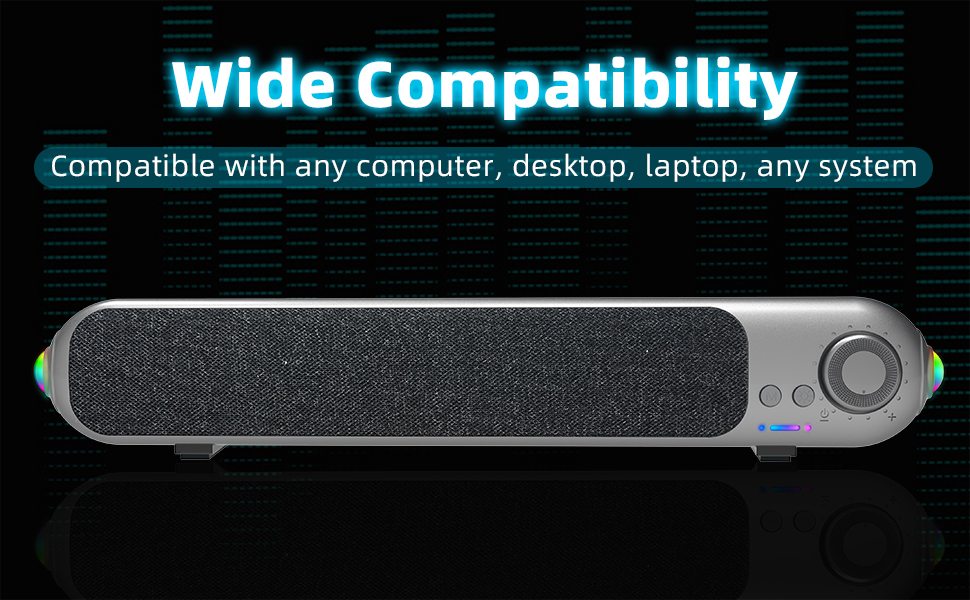 Computer Speakers for Desktop PC with 7 - Color Pulsating LED