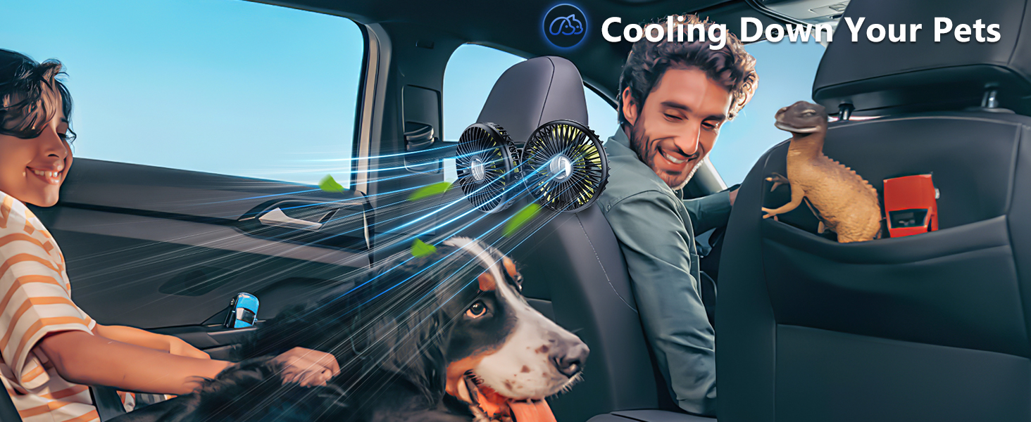 DICMKY Dual Head Car Cooling Fan for Back Seat