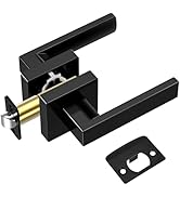TICONN 1PK Matte Black Door Handles Interior, Reversible Square Door Levers Knob for Hallway, Bed...