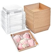 Ocmoiy 50 Pack Small Charcuterie Boxes with Clear Lids 4x4 Inch, To Go Disposable Paper Food Cont...