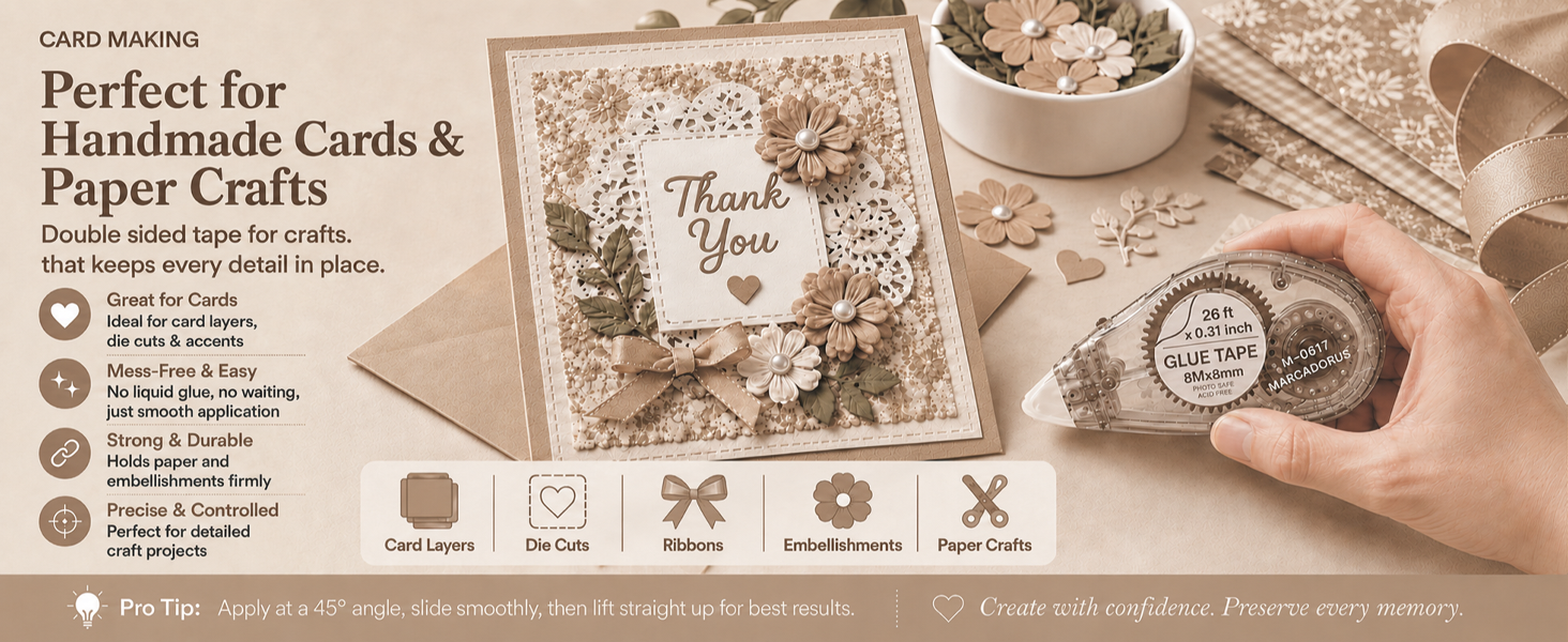Double-sided tape roller, card making, handmade cards, die cuts