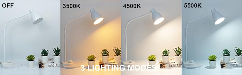 LED Desk Lamp with USB Charging Port Reading Light Task Lamp Flexible Gooseneck Table Lamp