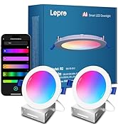 Lepro R2 AI 6 inch LED Recessed Light - LLM AI Lighting with Mood Recog. Dimmable Wafer Lights RG...