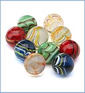 ARSUK Large Glass Marbles for Kids 10pcs Assorted Colour Marble Game and Marble Run Accessories L...