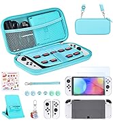 Younik Switch OLED Accessories Bundle, 17 in 1 Blue Switch Oled Accessories Kit for Girls Include...
