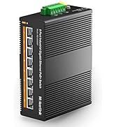 MokerLink 8 Port PoE Gigabit Industrial DIN-Rail Ethernet Switch, 96W PoE+ Power, 16Gbps Switchin...