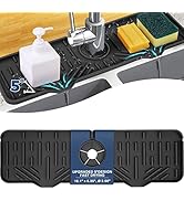 BFONS XL Silicone Faucet Handle Drip Catcher Tray, 18.1in x 5.7in x 0.79in, Black