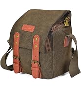 CADeN Compact Camera Bag Case Canvas Leather Trim Compatible for Nikon, Canon, Sony Mirrorless Ca...