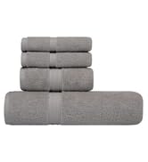 Gray grey silver stone 4-piece bath towel set, neutral Turkish cotton bath towels absorbent
