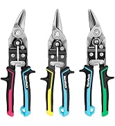 DURATECH 3PCS 10" Aviation Snips Set, Left, Right &amp; Straight Cut | CR-V Steel Blades, Heavy Duty ...