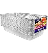 Aluminum Deep Foil Pans Full Size, Large Disposable Roasting &amp; Baking Pan, 21