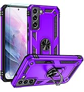 Androgate Samsung S22 Case, Galaxy S22 Case, with HD Screen Protectors, Military-Grade Metal Ring...