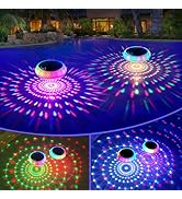 FirstE Solar Floating Pool Lights, 7.6" Dynamic Upper and Lower RGB Color Changing Floating Light...