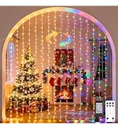 JMEXSUSS 300LED Dual Color Changing Curtain Lights with Remote, 9.8 x 9.8ft Connectable Plug in C...