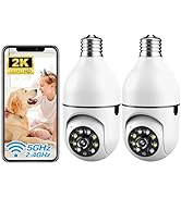 Light Bulb Security Camera 2PCS Security Cameras Wireless Outdoor with AI Human Detection, Color ...