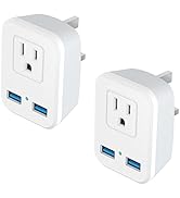 [2-Pack] US to UK Plug Adapter, Type G Plug Adapter with Ireland Hong Kong Plug Adapter with 2 US...