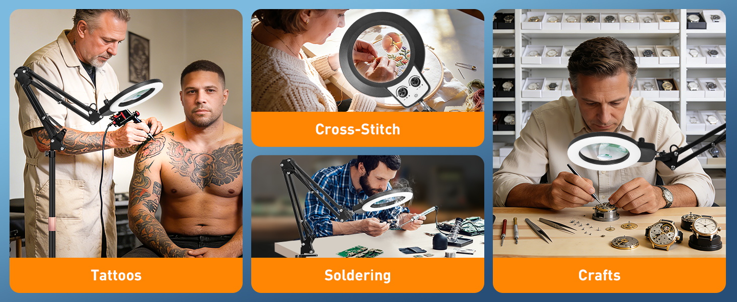 2 in 1 magnifying floor lamp reading craft embroidery sewing tattoo esthetician needlework standing