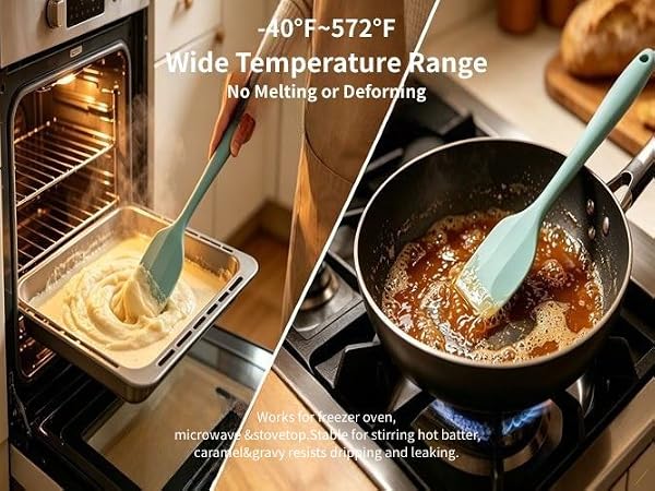 silicone spatula heat resistant baking scraper for oven baking and stovetop hot caramel stirring