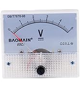 Baomain Analog Voltmeter 85C1 DC 0-5V Rectangle Analog Volt Panel Meter Gauge