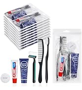 Disposable Toiletry Kits, 6 In 1 Bulk Travel Size Hygiene Care Packages,Essential Men Women Indiv...