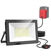 LIVOWALNY 100W LED Work Light for Milwaukee 18V Battery, 10000LM Outdoor Flood Light-6000K, Porta...