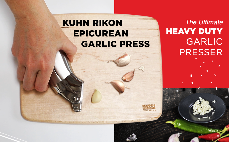 Kuhn Rikon Switzerland Epicurean Garlic Presser Stainless Steels Garlic Clove Heavy Duty