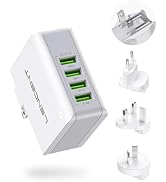 LENCENT Multiple USB Wall Charger, [22W/4.4A] 4 Port USB Travel Power Adapter, All in One Worldwi...