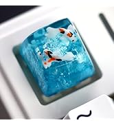 DOHOMEQ Cute Couple Koi Fish Artisan Keycap - Blue Ocean Coral Reef R1 SA Profile Custom Keycaps ...