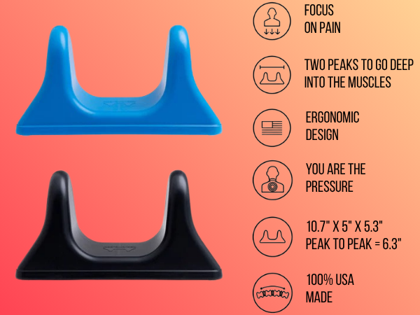 The blue PSO RITE muscle release tool personal massager with benefits listed