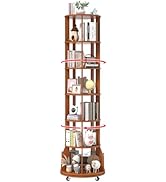 iabifo 6 Tier Rotating Bookshelf with Locking Casters, 360° Spinning Vertical Bookcase, Revolving...