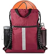 Drawstring Backpack Sports Gym Bag With Shoe Compartment and Two Water Bottle Holder