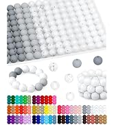 160PCS FIVEIZERO Silicone Beads 15mm Mix Color for Keychain Making, Rubber Beads for DIY Crafts, ...